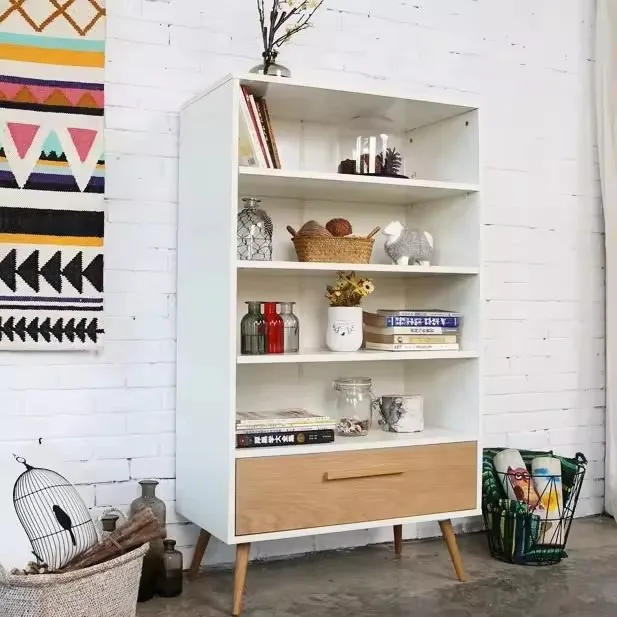 Modern Living Room Furniture Cabinet Bookshelves MDF Wooden Display Rack Bookcase