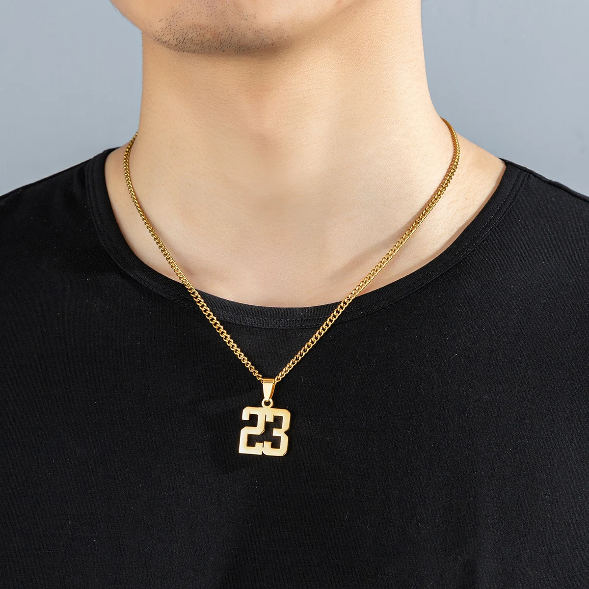 Personalized 18K Gold PlatedStainless Steel Chain Sports  Number 23 Pendant Necklaces for  Men Women Jersey Numbers & Recovery
