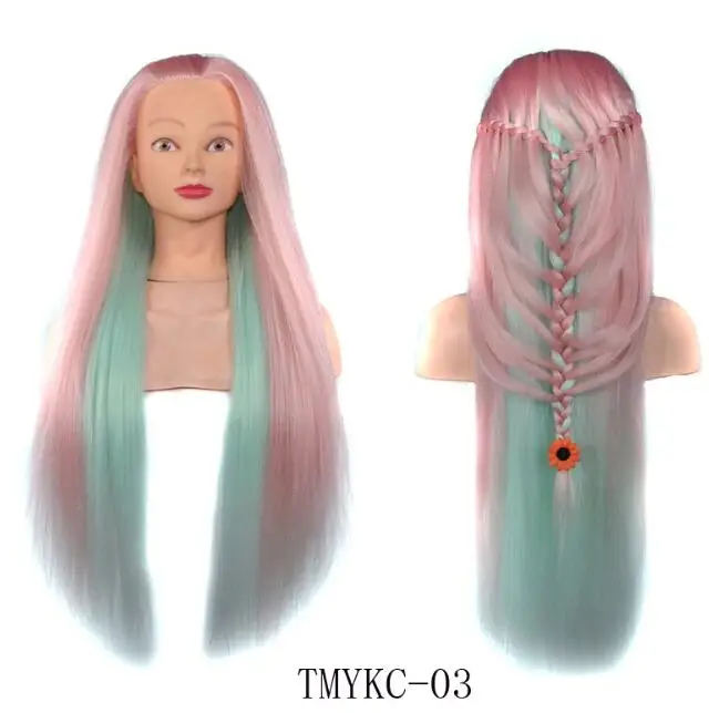 
Wholesale Colorful Manikin Rainbow Dolls Head With 60cm Long Hair Hairdressing Cosmetology Salon Mannequin Training Head 