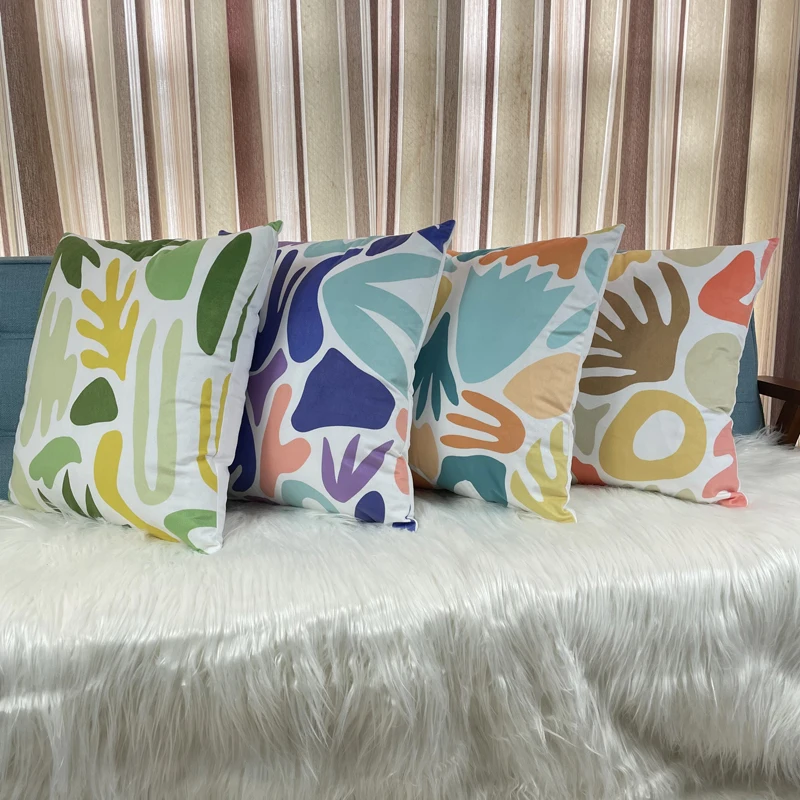 2022 new design colorful custom size logo linen modern style back pillow decoration cushion case for bed and sofa
