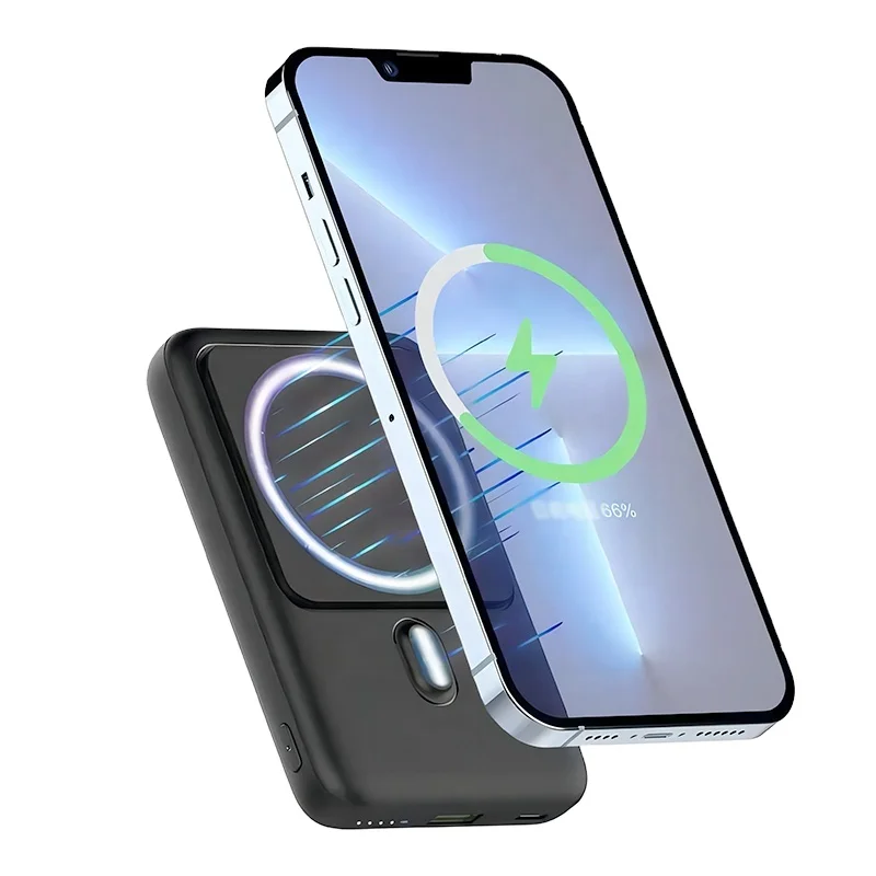 10000Mah Led Display Mobile Charger Mini Magnetic Magnet Powerbank Qi 15W Wireless Power Bank For With Phone Stand