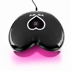 High-power 96w Heart Shape Elegant Design Hybrid Pro Cure Red Pink Light Uv led Nail Lamp With Removable Base