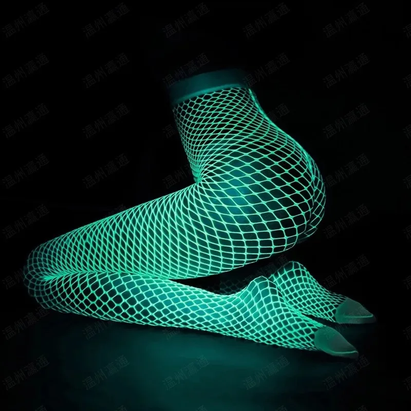 Fluorescent pantyhose sex mesh socks underwear sexy hollow crotch open no open small, medium, large mesh socks fishnet sock