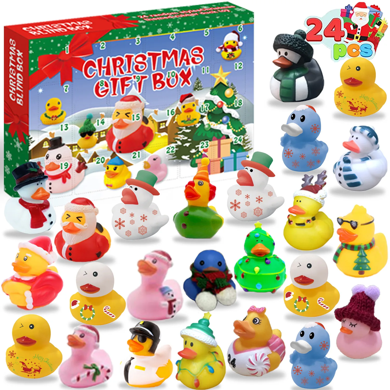 2024 Christmas Duck Blind Box Countdown Wholesale Christmas Gift Toys Blind Box