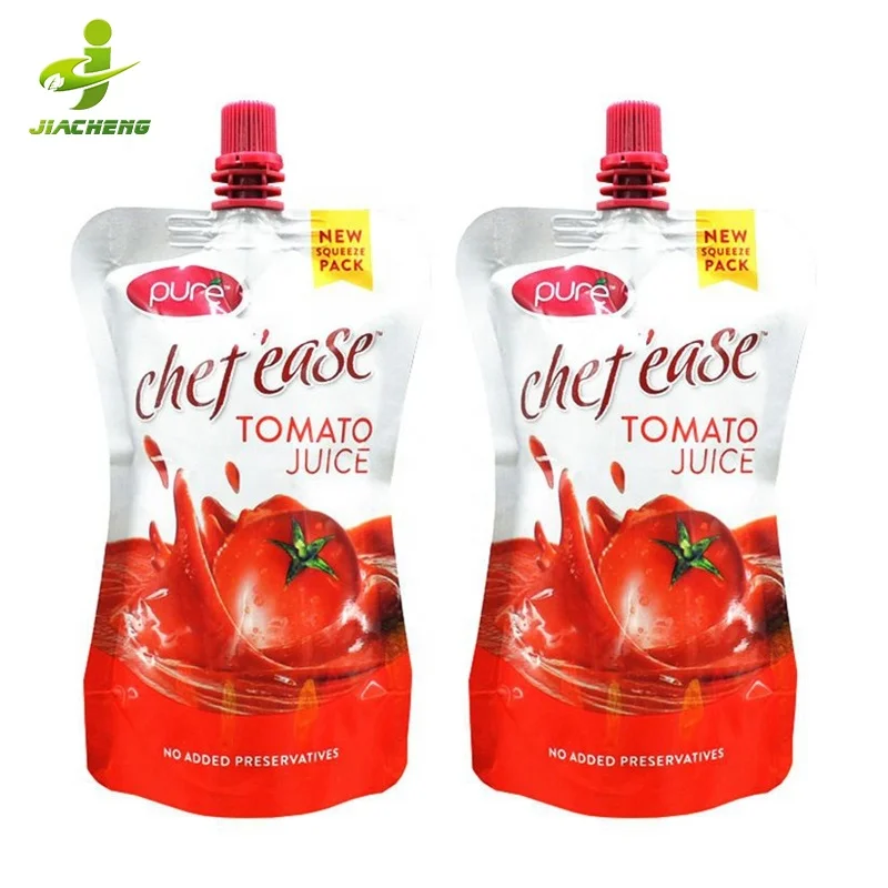 JIACHENG custom making small standing tomato paste packaging printing sachets package ketchup packets filler bag spout pouch