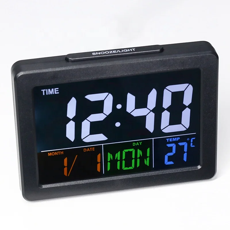 KH-CL136 Digital Temperature Display Table Voice Control Backlight LCD Alarm Clock with Day Of Week