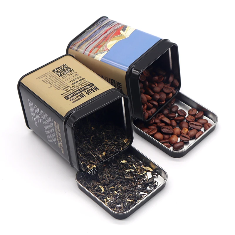 Wholesale Square Tea Tin Container Tin Packaging Custom Square Tea Tin Box Food Grade Metal Customized Logo Durable