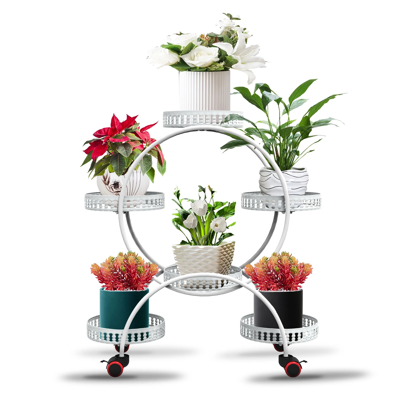 Outdoor Plant Stand Rolling Flower Pot Stands Indoor Flower Pot Shelf 6 Tier Holders Flower Stands (Plant Pots NOT Included)