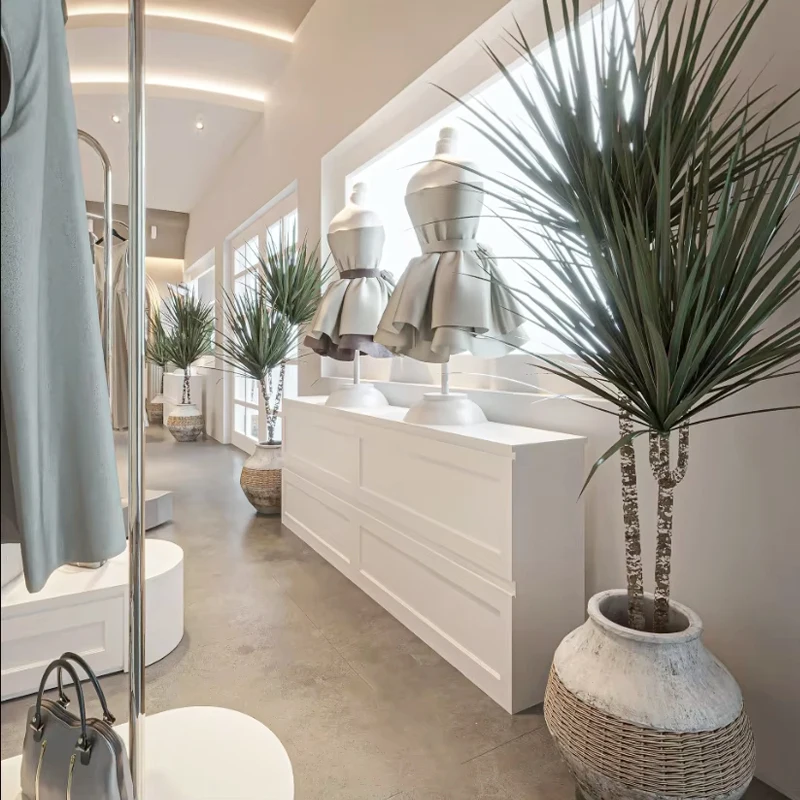 Cream Clothing Store Furniture Garment Display Women Clothing Shop Interior Design Furniture Designed for Clothing Store