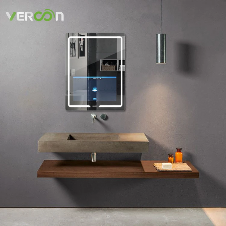 Vercon china manufacturer smart mirror wifi touch screen  led vanity mirror bathroom with lights touch led smart mirror for tv