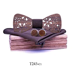 Solid wood firework hollow carved bow tie, hot wedding fashion gifts