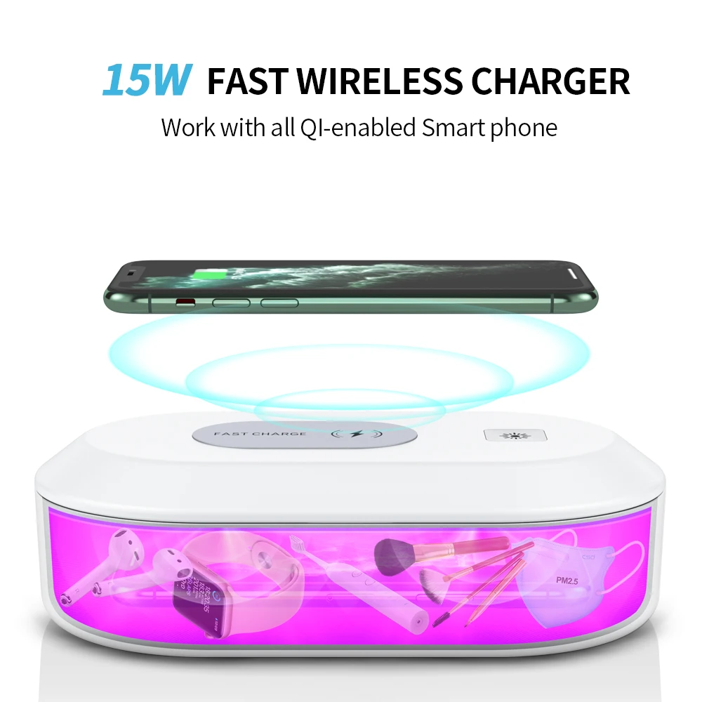 15w Portable UV Sterilizer Multi-function Wireless Charger Disinfection Box