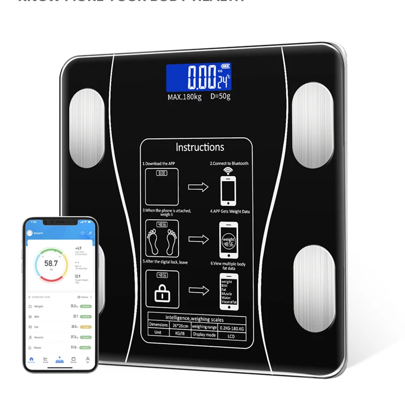 High Accurate Blue Tooth Body Fat Scales Digital Bmi Smart Wifi Weighing Body Fat Electronic Scale