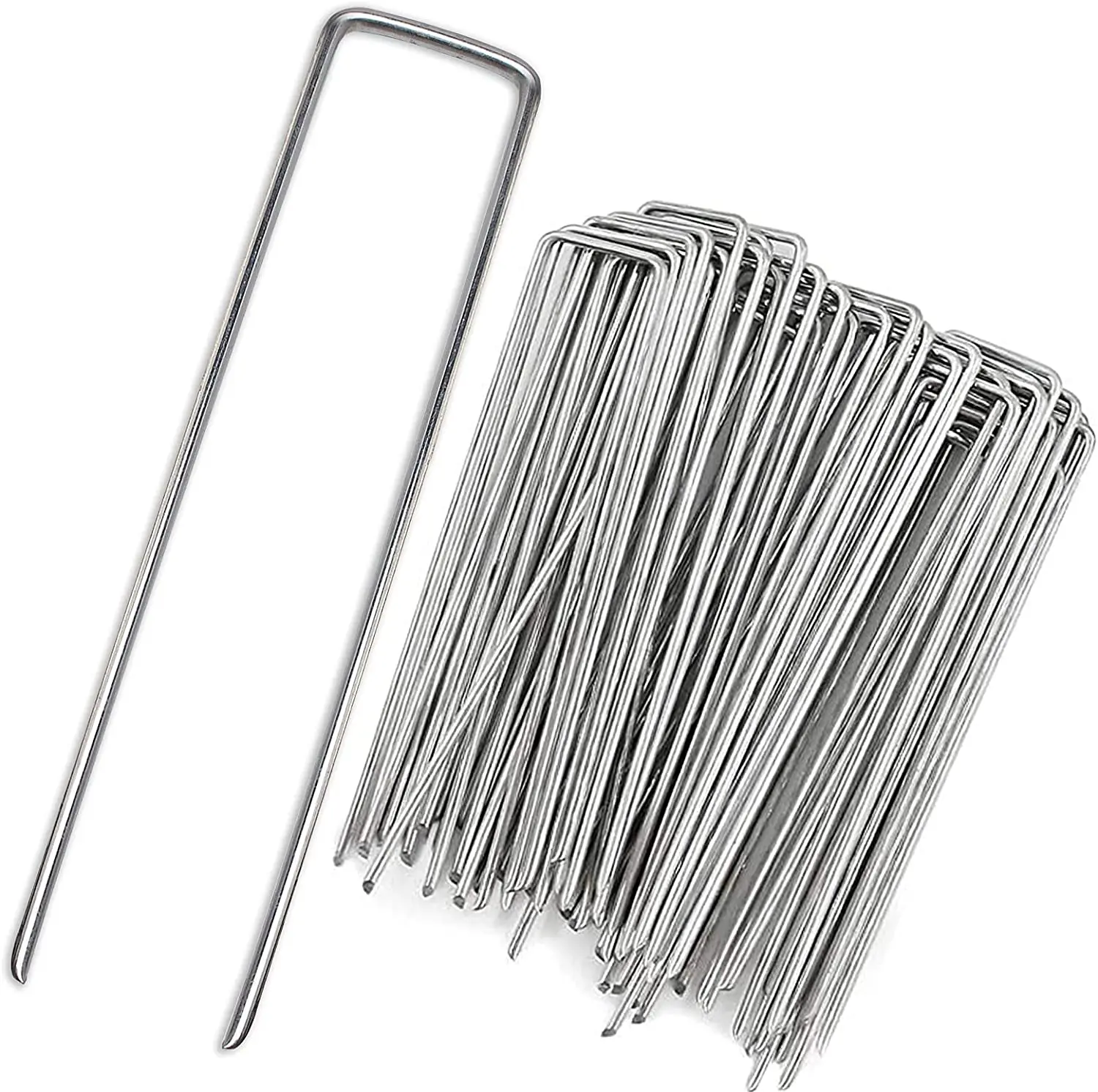 Garden Landscape Staples Galvanized Pins Lawn Stakes for Weed Barrier Ground Cover