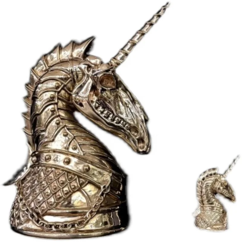 Bronze Casting Craft Gifts Modern Style Unicorn Head Figurine Modern Abstract Animal Brass Unicorn Figurine
