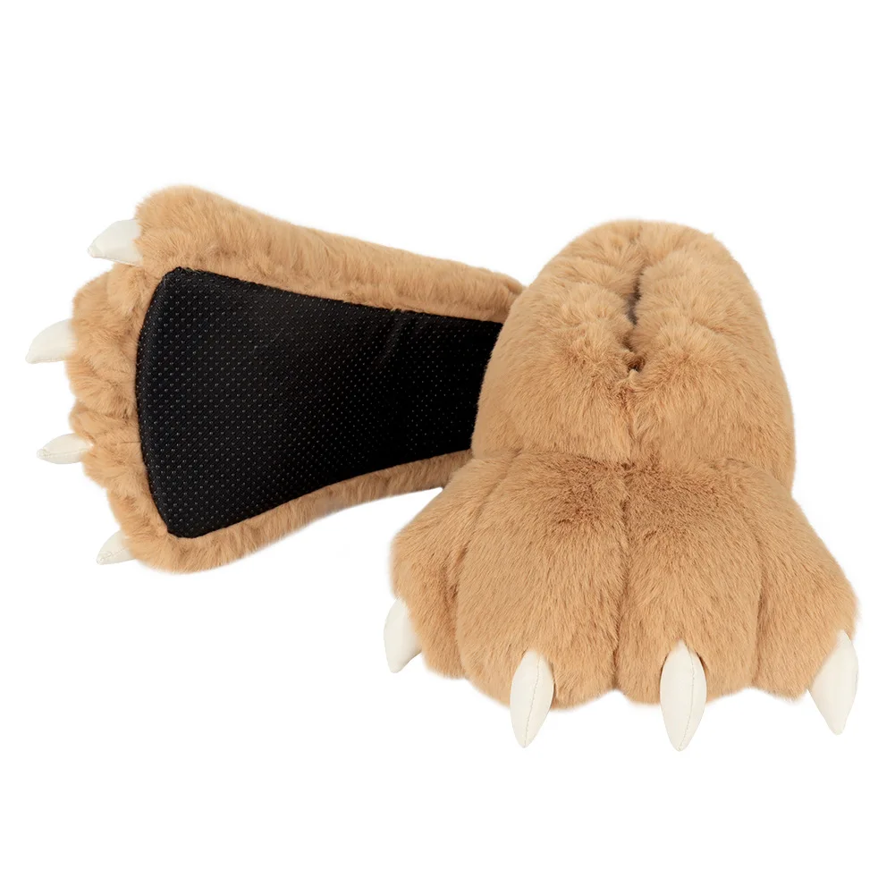 Wholesale Winter Custom Claw Plush Funny Shoes Paw Slippers Stuffed Animals Plush Slippers