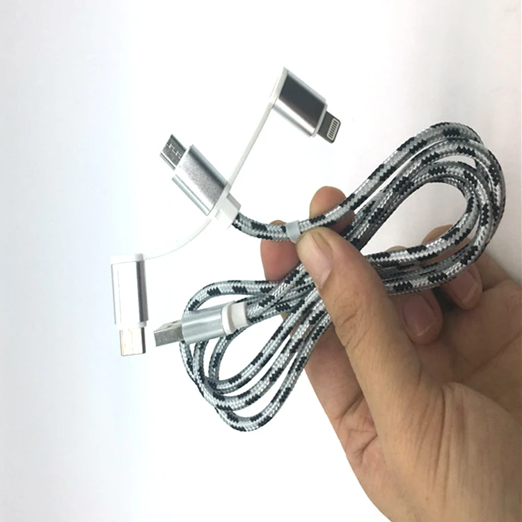  1 2 м нейлоновый Плетеный Micro 8 Pin Тип C высокое качество три в одном Мульти 3 портативный профессиональный usb-кабель для