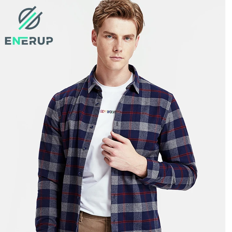
 Enerup OEM/ODM, мужские рубашки с длинным рукавом, окрашенные в пряжку, большие размеры, повседневные, дышащие, устойчивые, фланелевые, в клетку   (1600176081049)