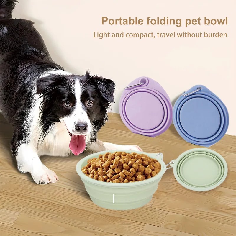 Custom 350ml Pet Portable Folding Bowl Outdoor Cat and Dog Drinking Silicone Folding Bowl for Walking Hiking Camping