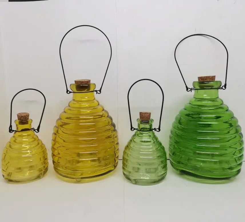 
Colored glass wasp trap /hanging glass bee catcher /Waspenpot 