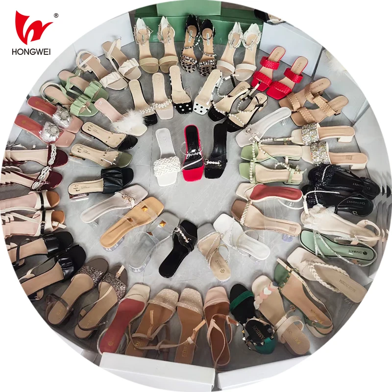 Ladies sexy sandals fashion trend PU microfiber upper ladies heel sandals slippers women stock shoes big size shoes