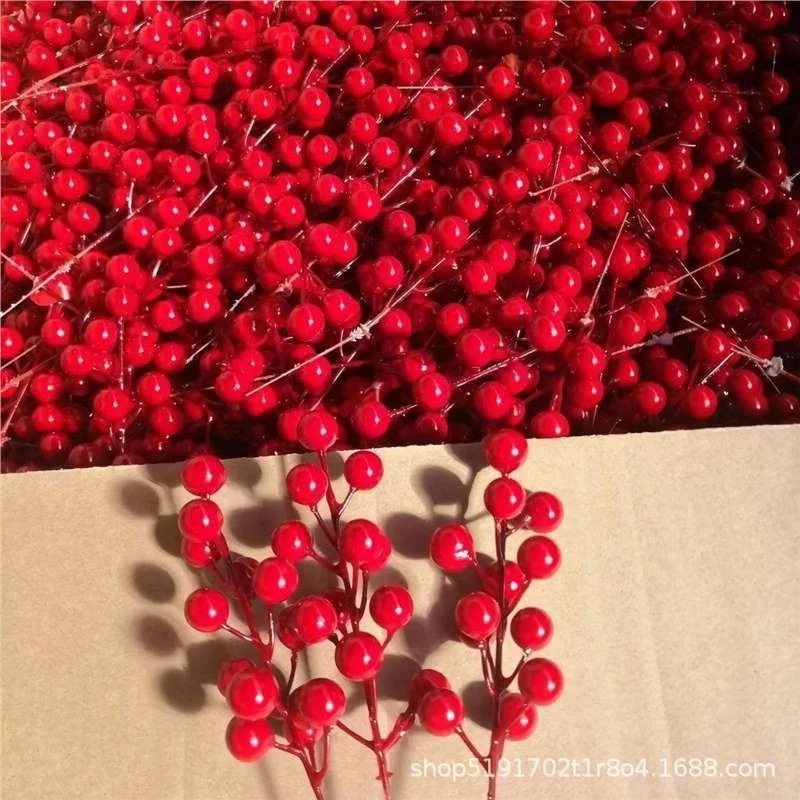 12 Red Berry Fruits Holly Decorations Fortunate Christmas & Halloween Wholesale Simulated Fruit for Home Party & Wedding Use
