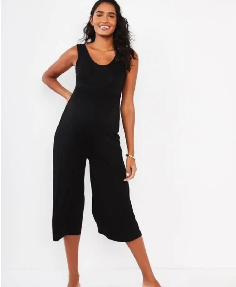 
2020 Hot Sale In Summer Pregnant Women Clothing Fashion Casual Solid Color U Neck Sleeveless Capri Pants Wide Leg Women Jumpsuit 