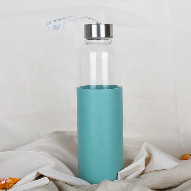 LFGB герметичная бамбуковая крышка термостойкая бутылка для воды из боросиликатного стекла