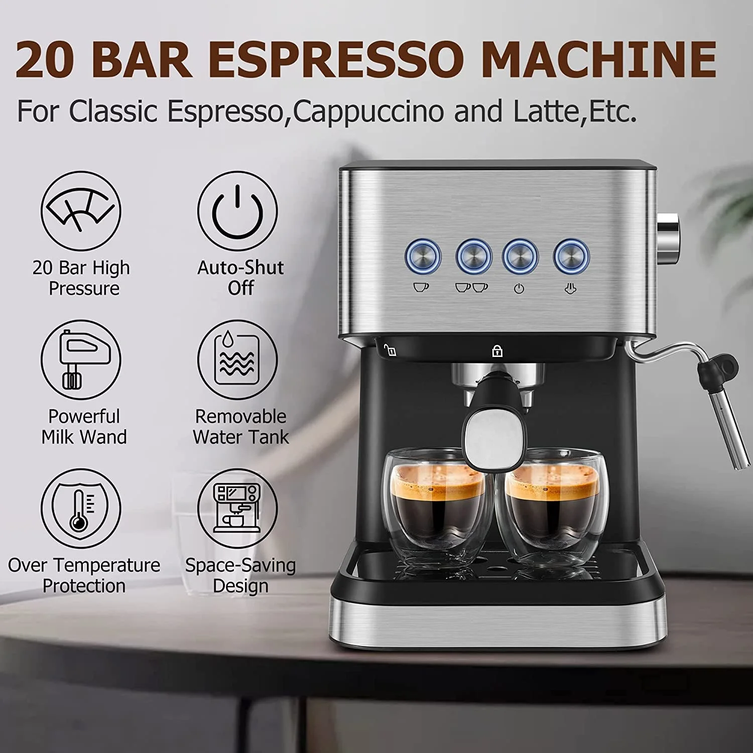 Italian Expresso Coffee Machine 15 Bar Dolce Milk Frother Home Appliances Express Electric Foam Cappuccino Coffee Maker Sonifer