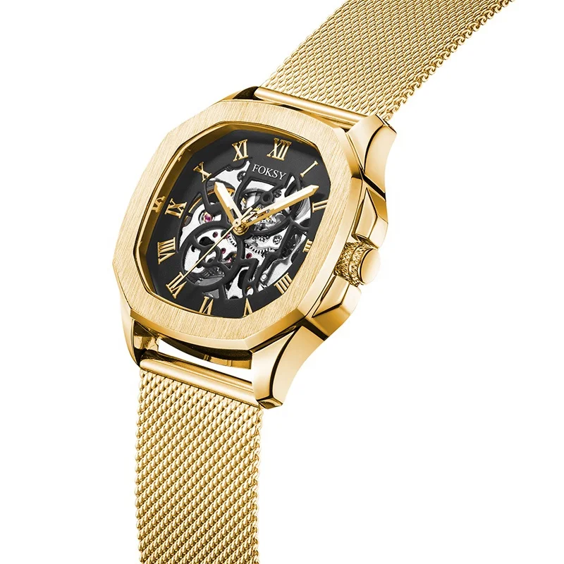 Supplier from China Alloy Case Stainless Steel Mesh Watch Men Luxury Automatic Cheap Price