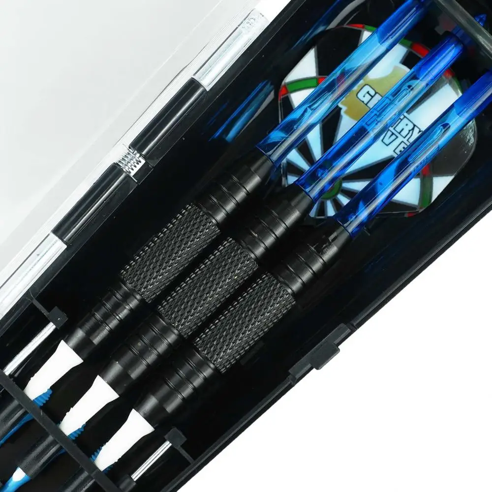 
Gentry Live Soft Tip Dart Set With Blue Nylon Shafts + Standard Flight + Black coated Brass Barrel + White Soft dart tip + Cases 