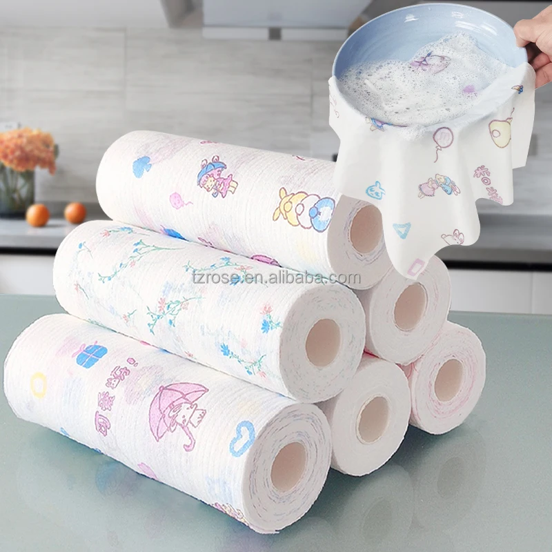 Factory direct sales Disposable Wood Pulp PP spunlace Wash Cloth nonwoven disposable cleaning rag with detergent