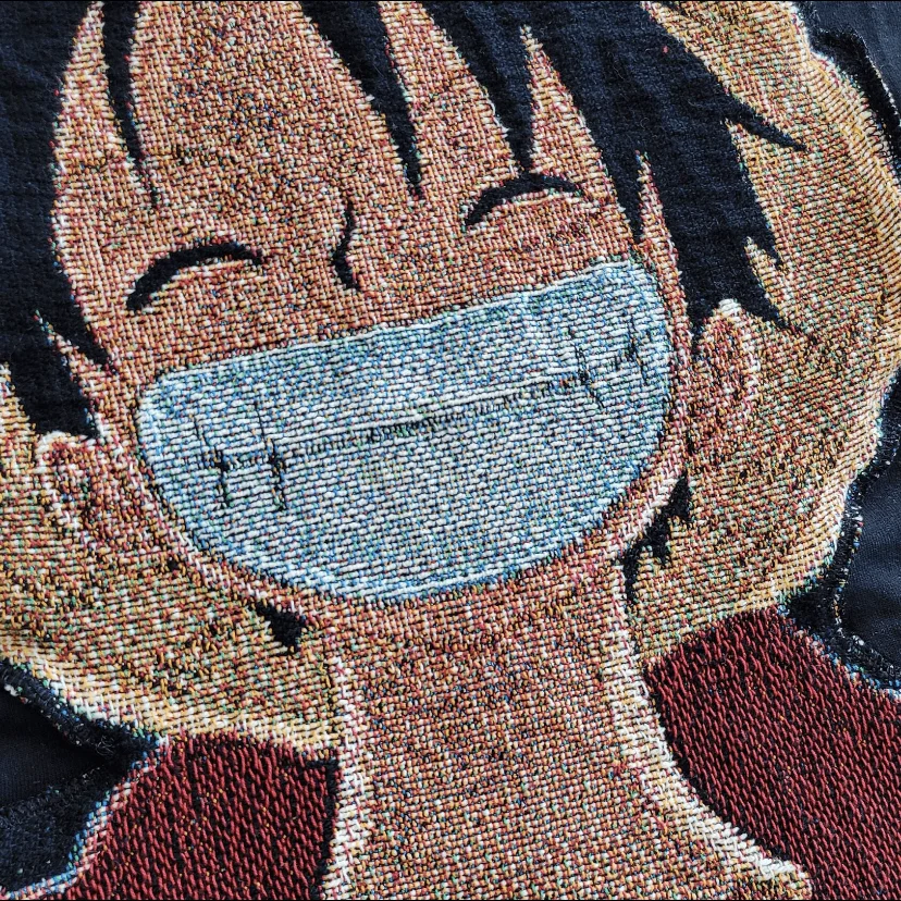 New Design Anime Woven Jacquard Tapestry Tshirts Streetwear Tees Tapestry Blankets Short Sleeves Shirts