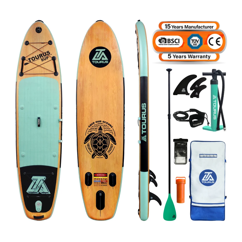 Wholesale sports equipment standup padel sup board wood grain inflatable stand up paddle board sup board