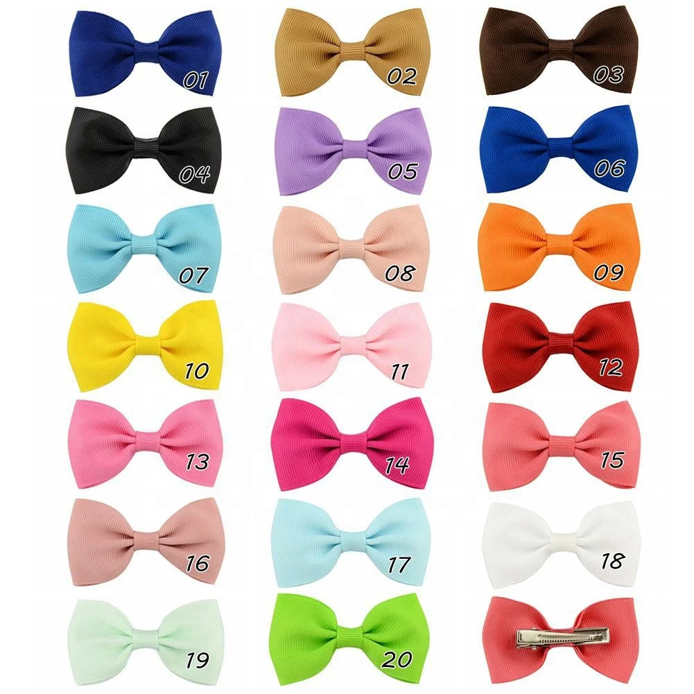 20 Colors Girls Hair Bows Grosgrain Ribbon 2.75 inch Alligator Bow Clips For Girls Kids