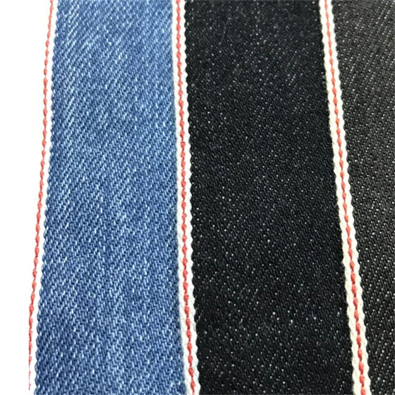 Factory  customized 20 OZ thickening type 100% cotton red trim  jean fabric for high fashion clothing