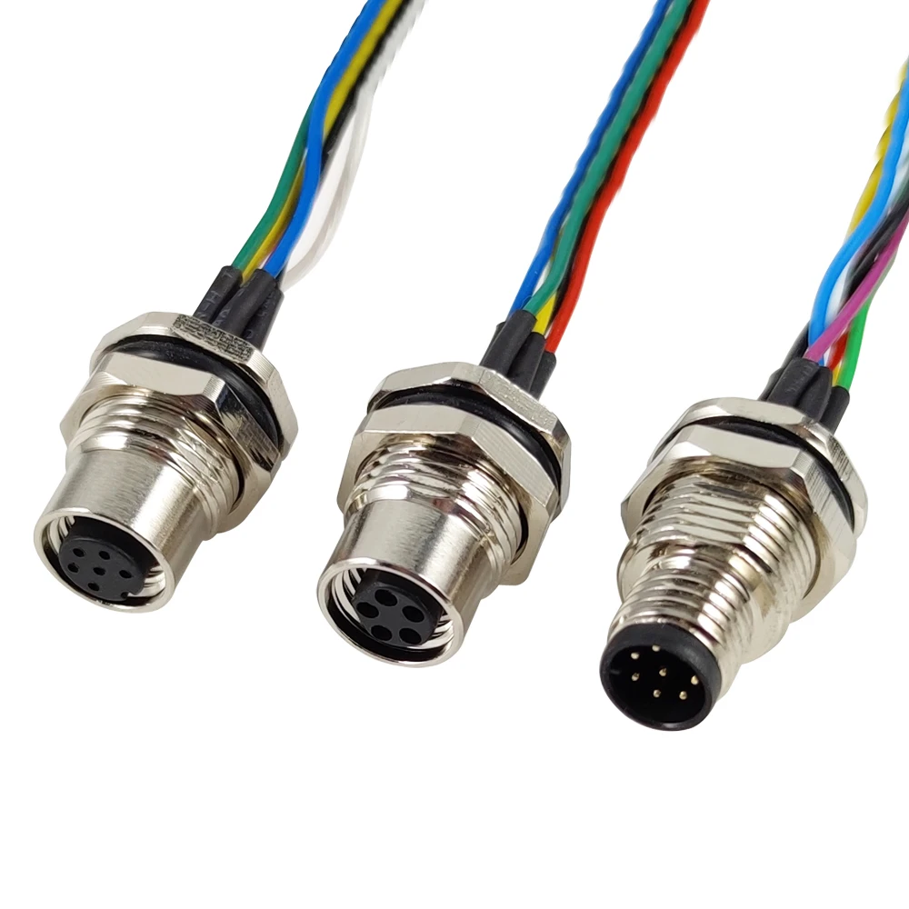 M8 panel mount connector 3 4 5 6 8 pin Cable Waterproof Ip67 Circular Male Female Rear Panel Mount With Wires