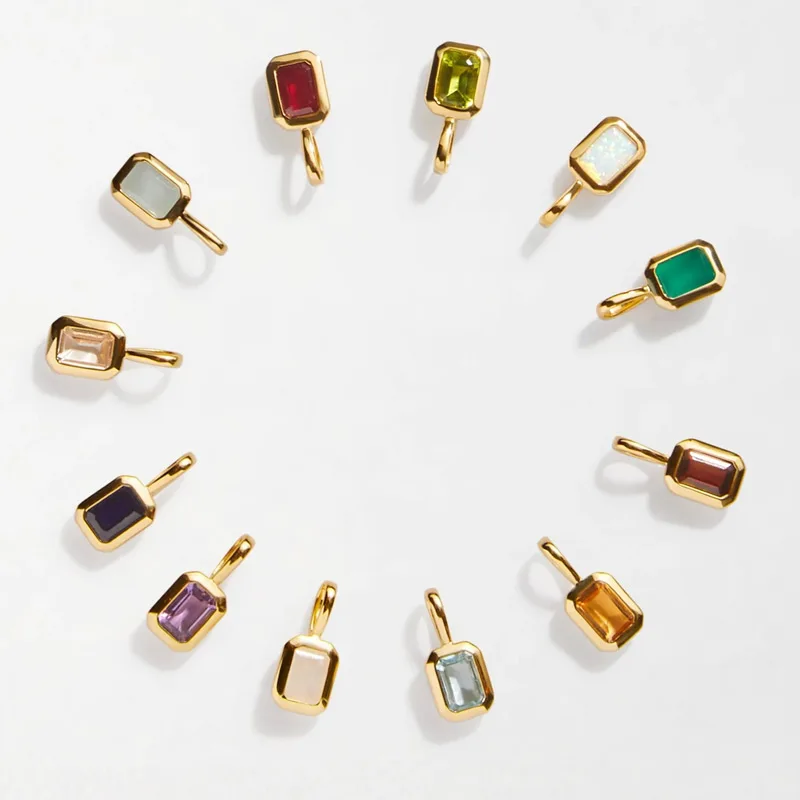 Wholesale Custom Fashion Jewelry 316l Stainless Steel High Quality 18k Gold Plated Deco Birthstone Charm For Necklace
