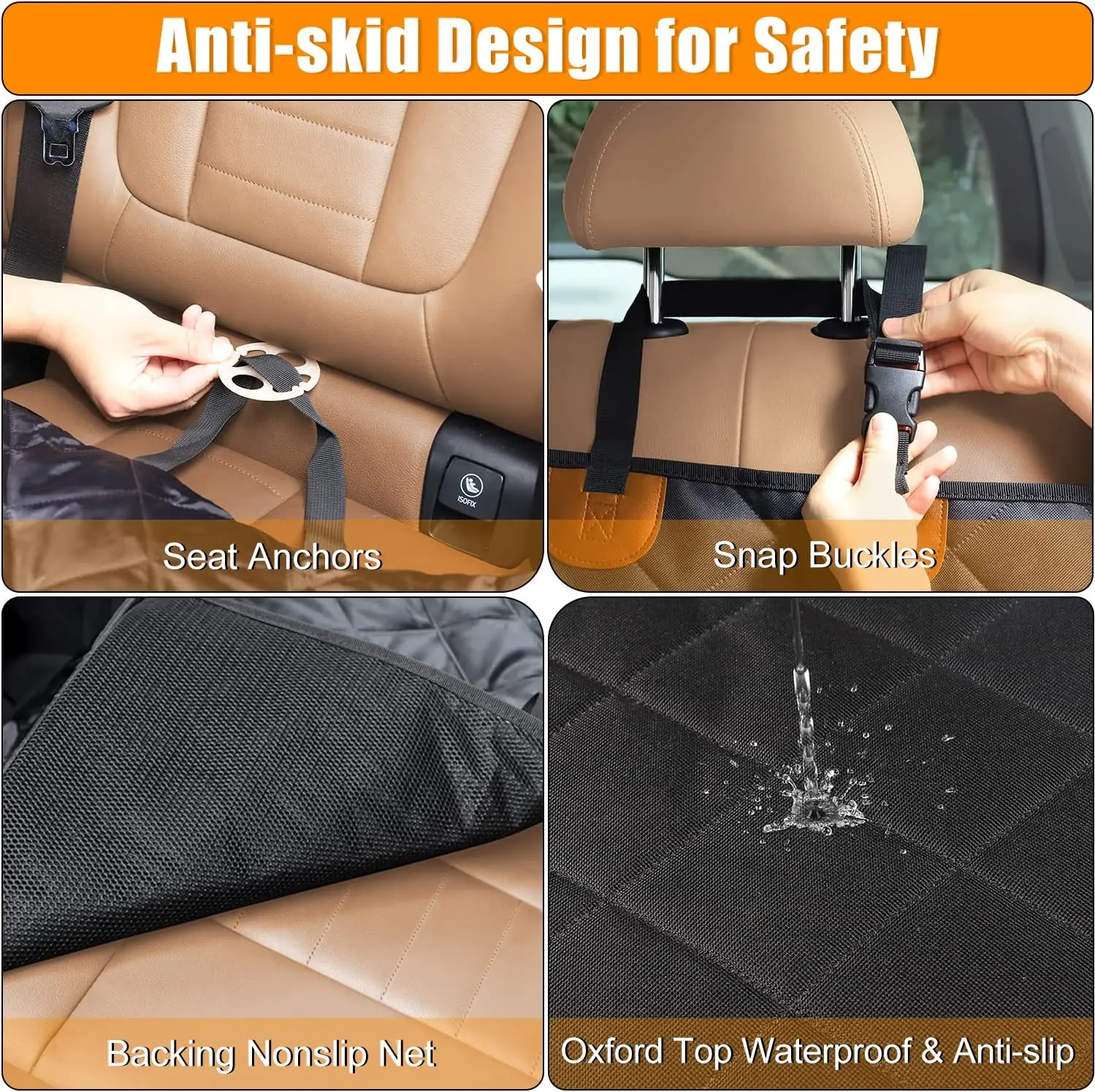 Washable Scratchproof Waterproof Nonslip Pet Car Seat Protector Dog Seat Cover with Storage Pockets Mesh Visual Window