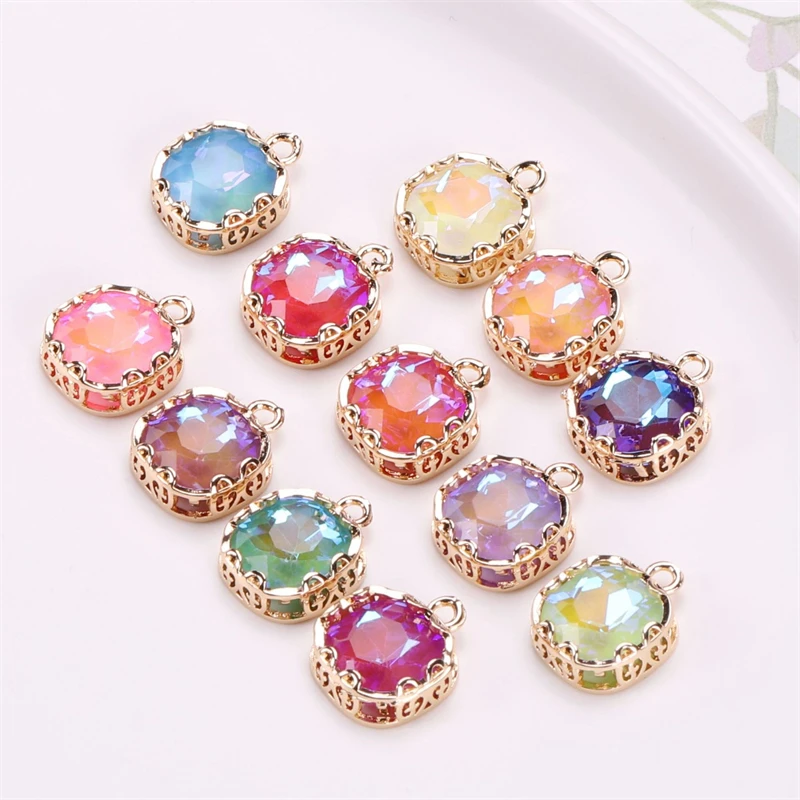 SZ Wholesale Luxury 12*15mm Lace copper claw Cushion Stone Crystal Necklace Pendant For Jewelry Accessories