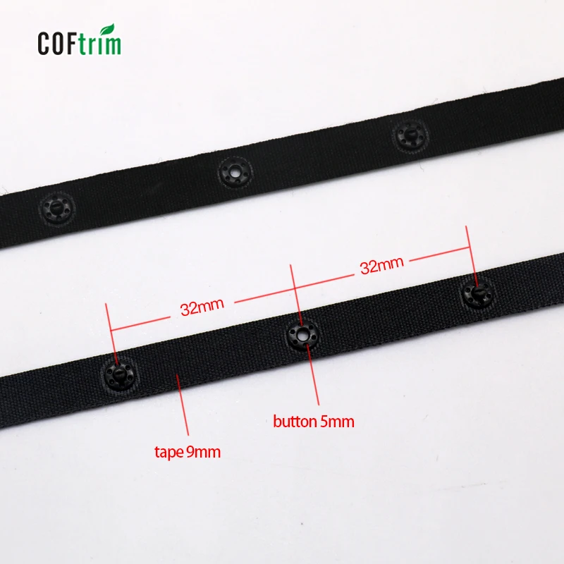 
factory wholesale Eco-Friendly press snap button tape snap button curtain tape plastic button tape for garment 