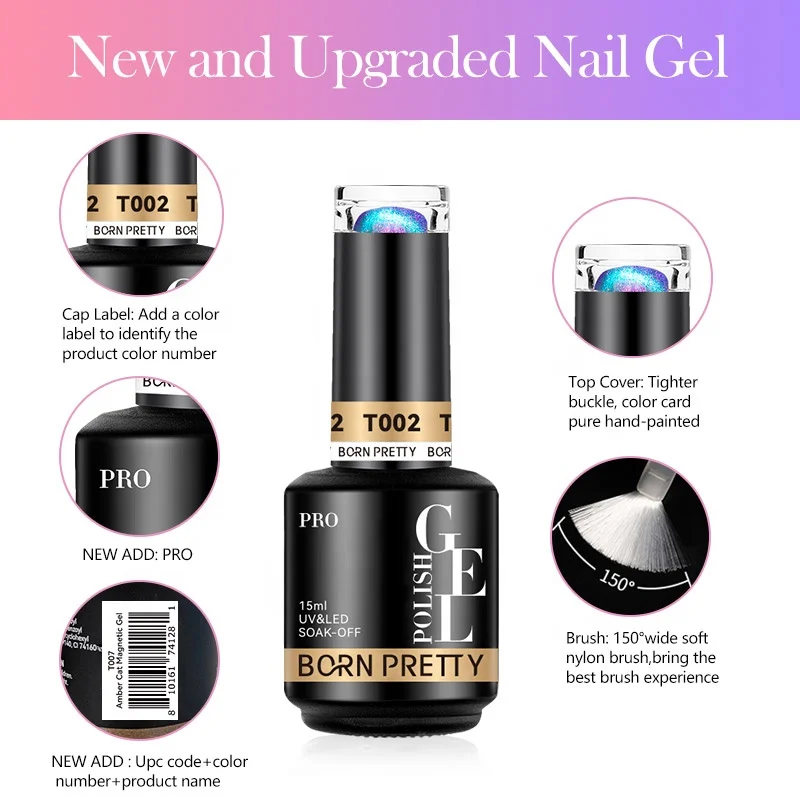 BORN PRETTY PRO Hot Trend 15ml Double Light Cat Eye Magnetic Gel Nail Polish UV Gel Vernis Ongle Semi Permanenent