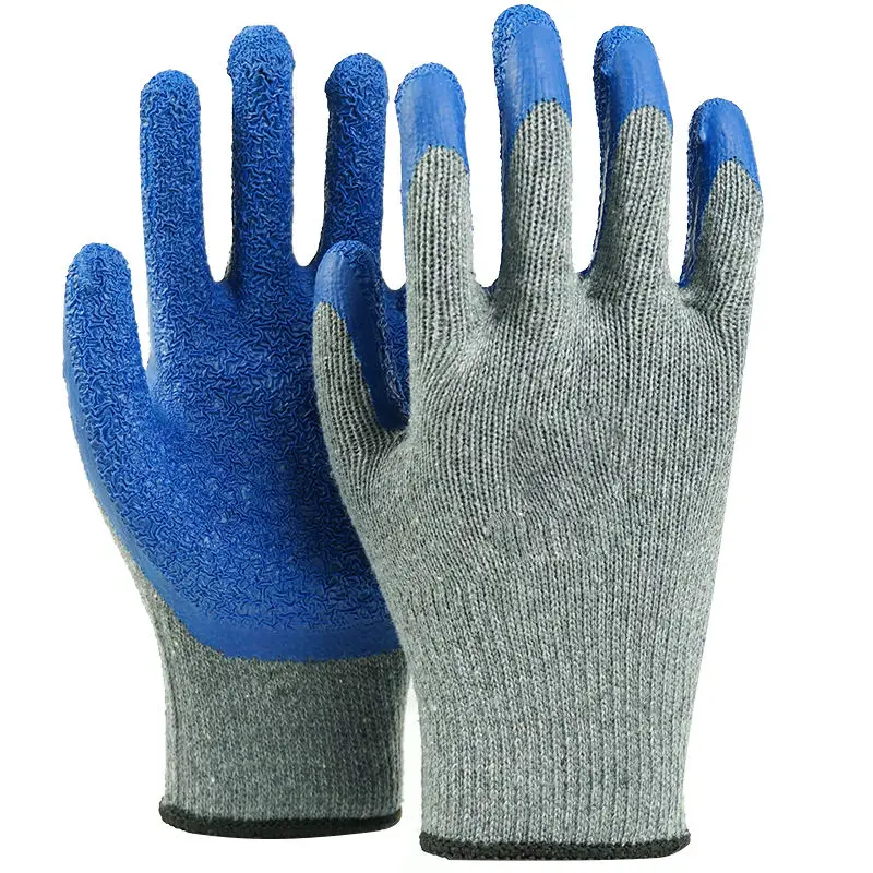 Semi-hanging 10 stitches grey voile blue wrinkle cotton latex resistant prick resistant repairrubber protective gloves