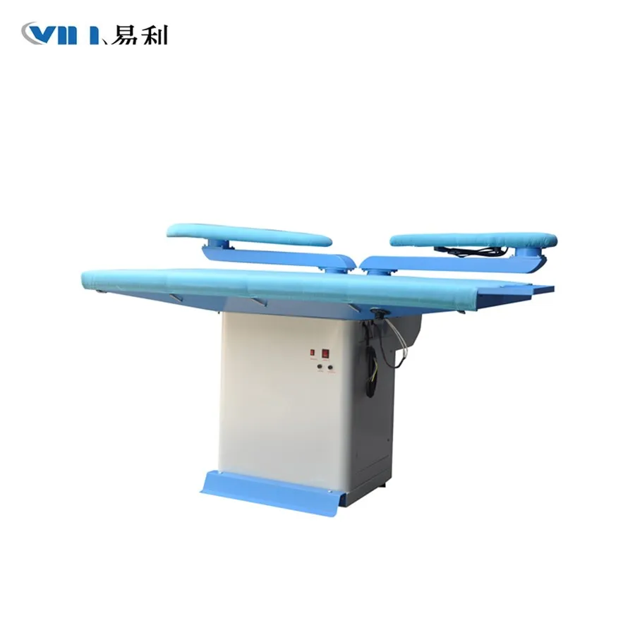 Industrial vacuum ironing table with swing arm