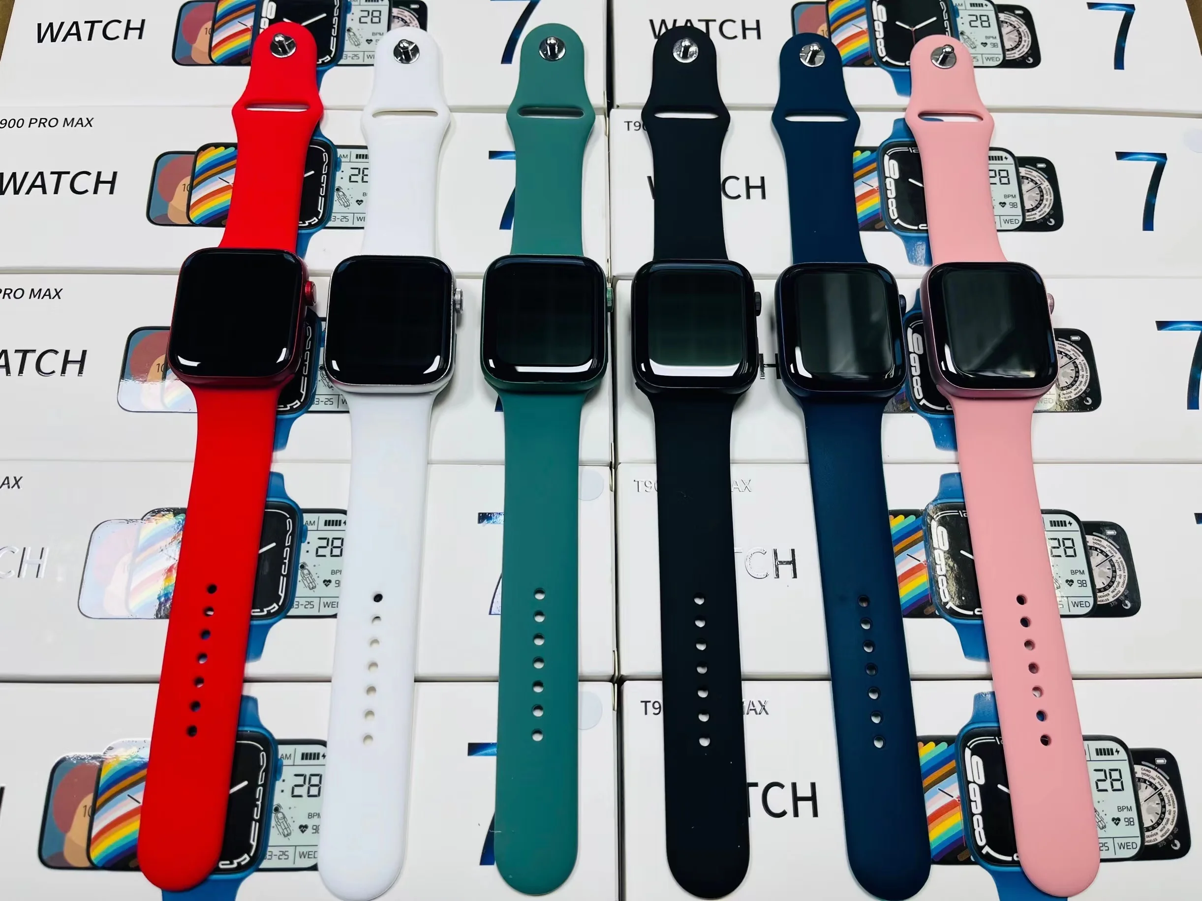 Hot Selling Pink 7 Mart Watch Full Touch Fitness Tracker Men Smartwatch T900 Pro Max