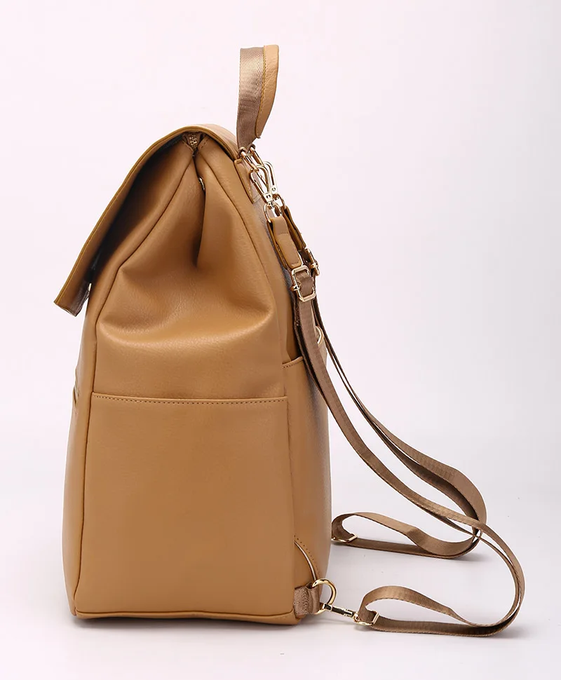 Faux Leather Diaper Bag Backpack,large capacity Diaper Backpack with Changing Pad multi-function baby changing bag for mom