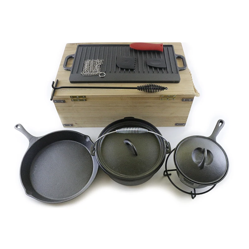 Hot sale kitchen ware non stick cast iron cookware set custom shape cast iron cookware set