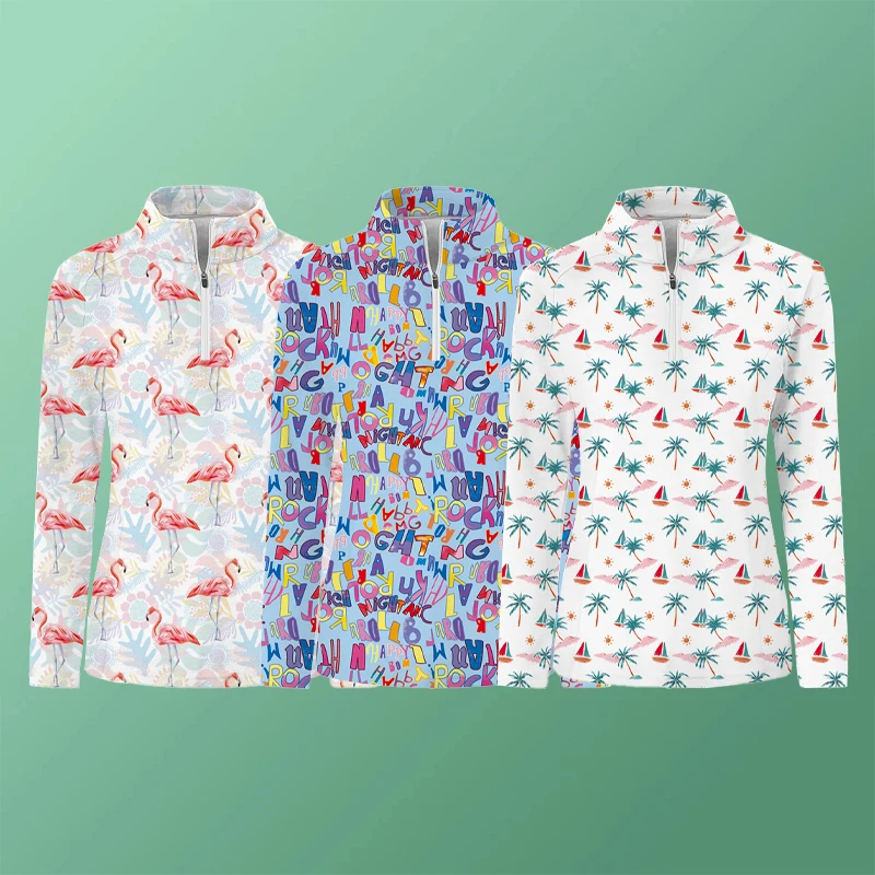 custom high neck printing 1/4 zip zip golf pullover low moq 1/4 zip pullover women solid color light weight polyester jacket