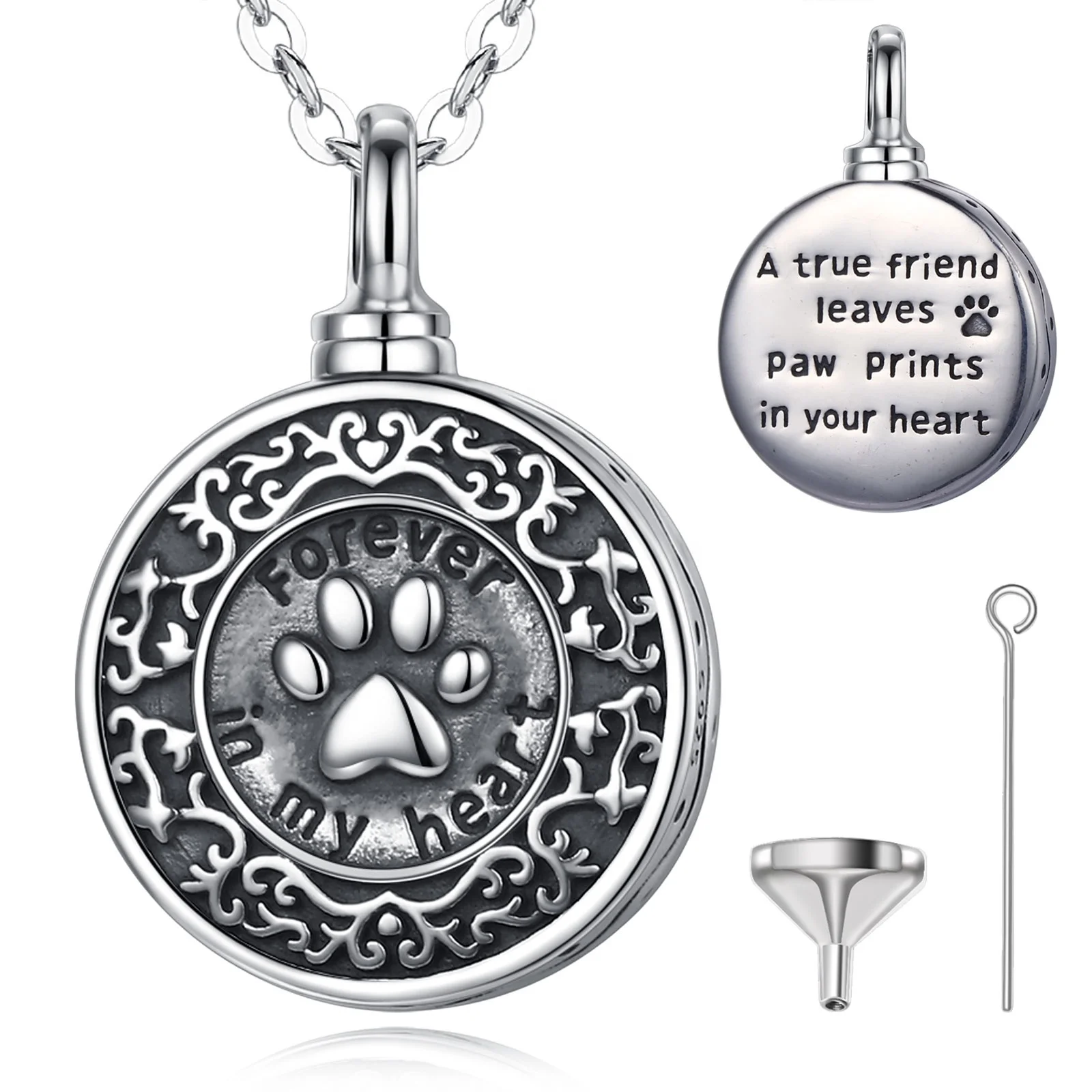 Животное лапа s925 серебро ПЭТ мемориальное украшение медальон для праха ожерелье