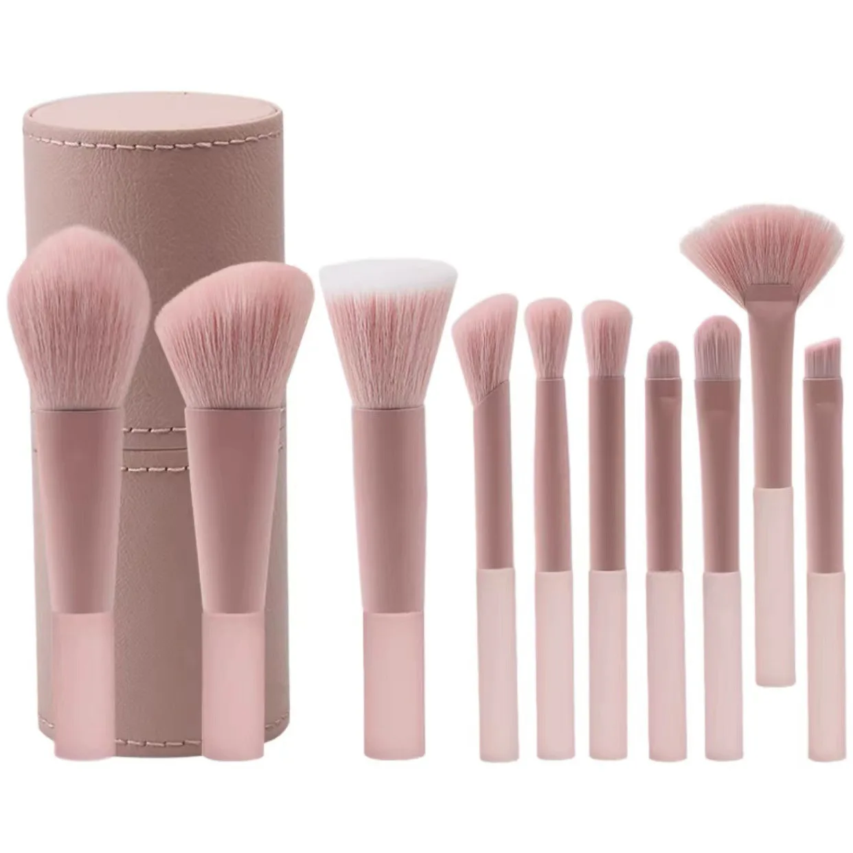 10 Pcs Makeup Brush Set for Travel Makeup Brush Kit Wholesale Mini Peach Pink Synthetic Hair Lipstick Set Foundation Brush